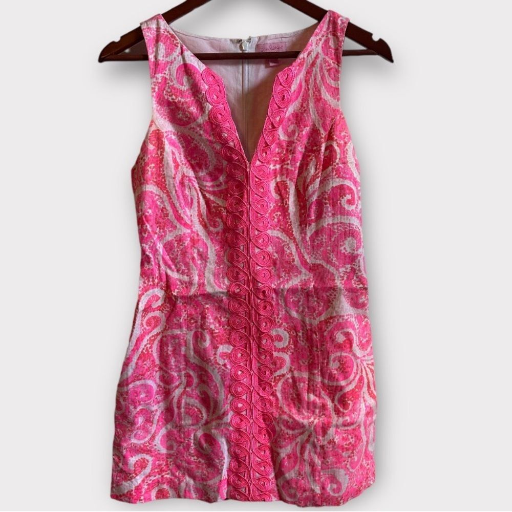 Lilly Pulitzer Hot Pink Ryder Shift Dress with Appliqué Detail NWOT size 6